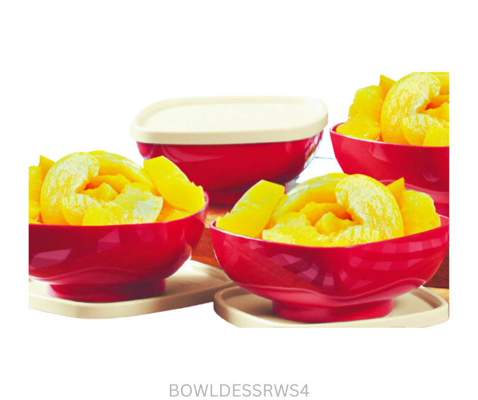 Tupperware Dessert Bowls - Red and White - Set of 4