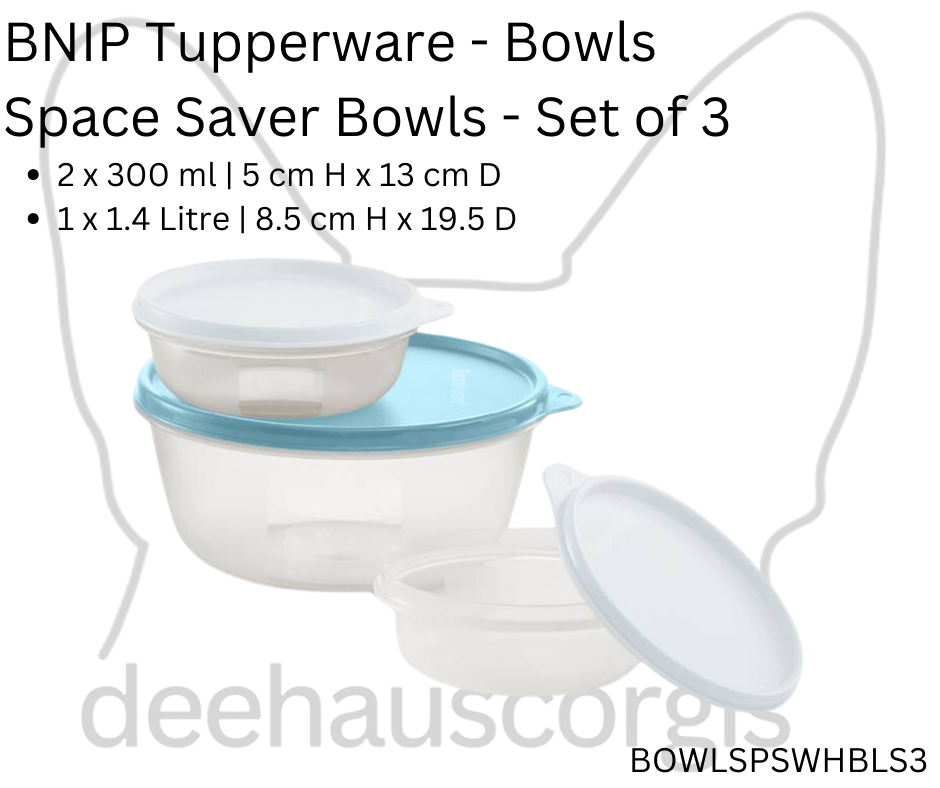 Space Saver Bowls - White and Blue - Set of 3