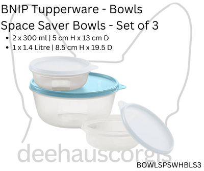 Space Saver Bowls - White and Blue - Set of 3
