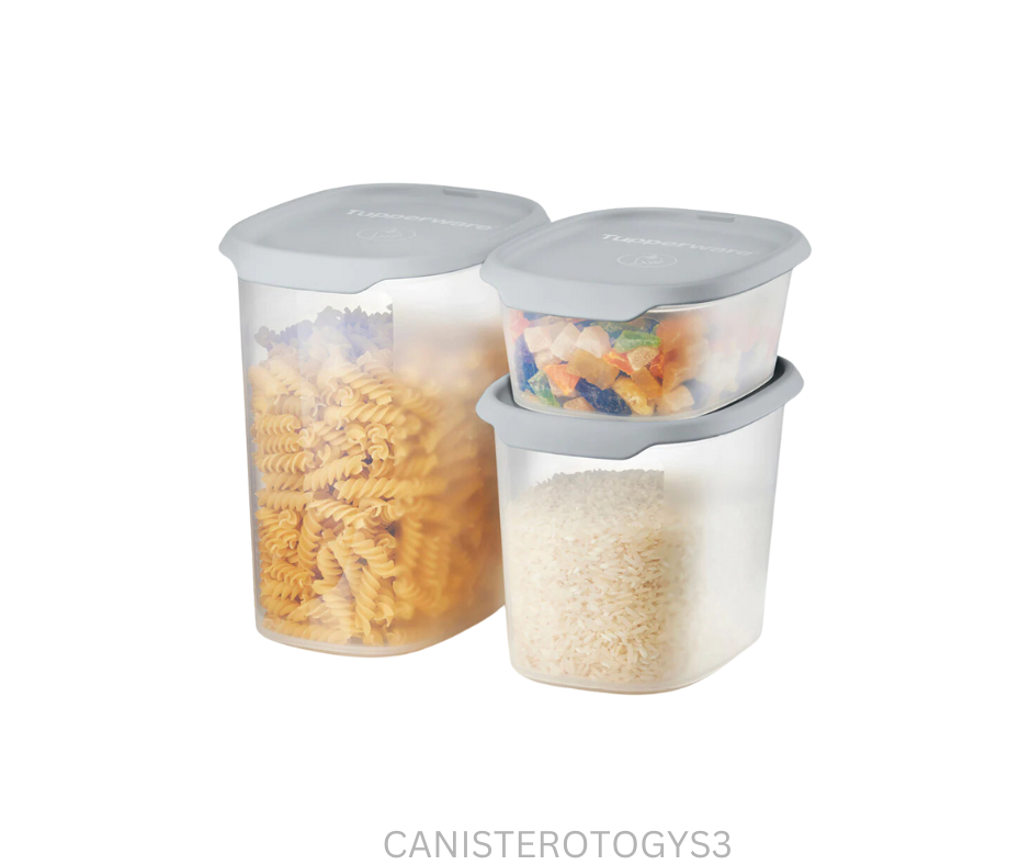 Tupperware Canister - One Touch Oval Grey - Set of 3