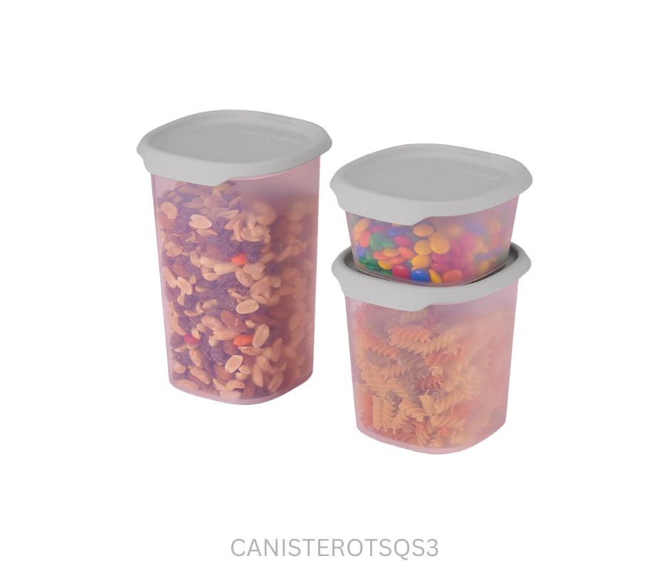 Tupperware Canister - One Touch Square Grey - Set of 3