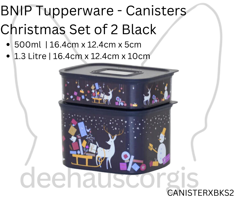 Canister - Xmas - Black Set of 2