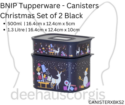 Canister - Xmas - Black Set of 2