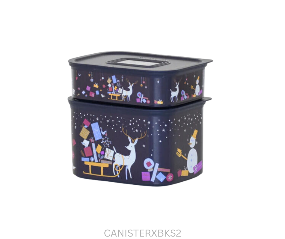 Tupperware Canister - Xmas - Black Set of 2