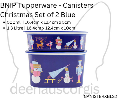 Canister - Xmas - Blue Set of 2