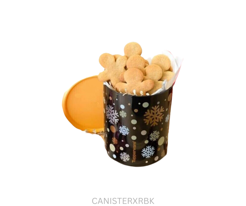 Tupperware Canister - Xmas Round - Black