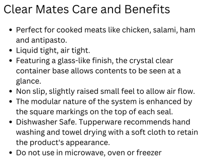 Tupperware Clearmates Care and Benefits