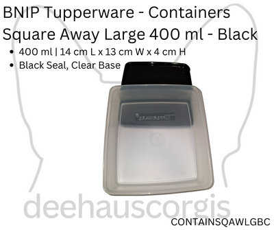 Container - Square Away Large 400ml - Black /Clear