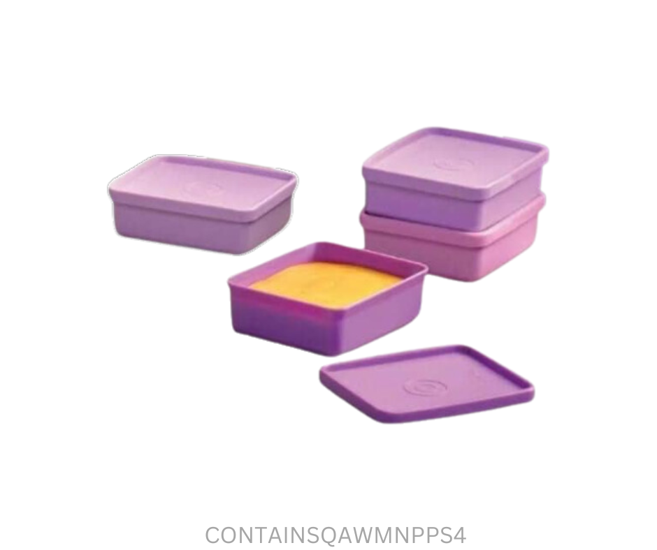Tupperware Container - Square Away Mini 150ml - Purple/Pink - Set of 4