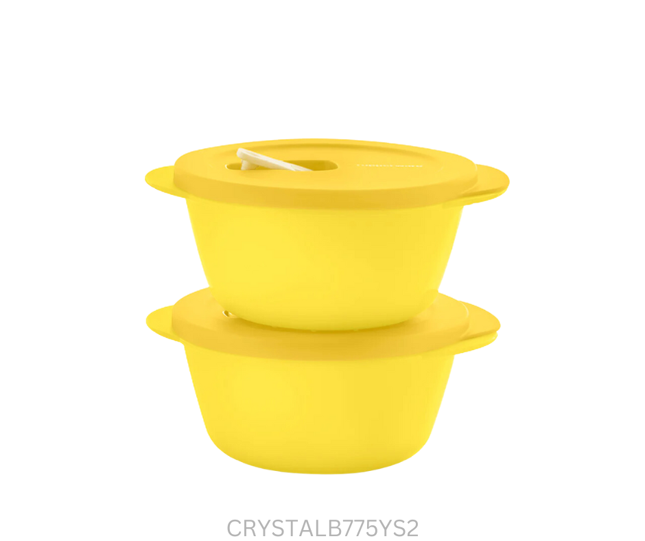 Tupperware Crystal Wave Bowl - 775ml Yellow - Set of 2