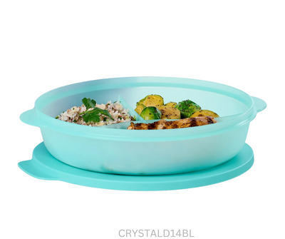 Tupperware Crystal Wave Dish - 1.4 Litre Divided Blue