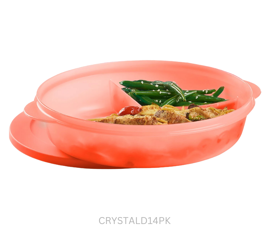 Tupperware Crystal Wave Dish - 1.4 Litre Divided Pink