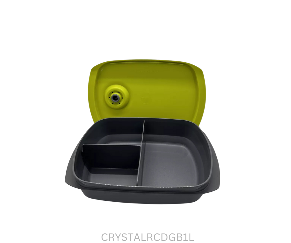 Tupperware Crystal Wave Rectangle Divided - 1 Litre - Green Black