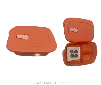 Tupperware Crystal Wave Rectangle Divided - 1 Litre - Orange