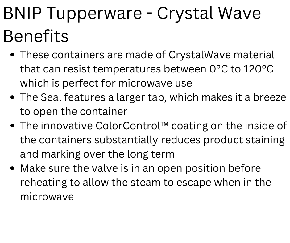 Tupperware Crystal Wave Benefits