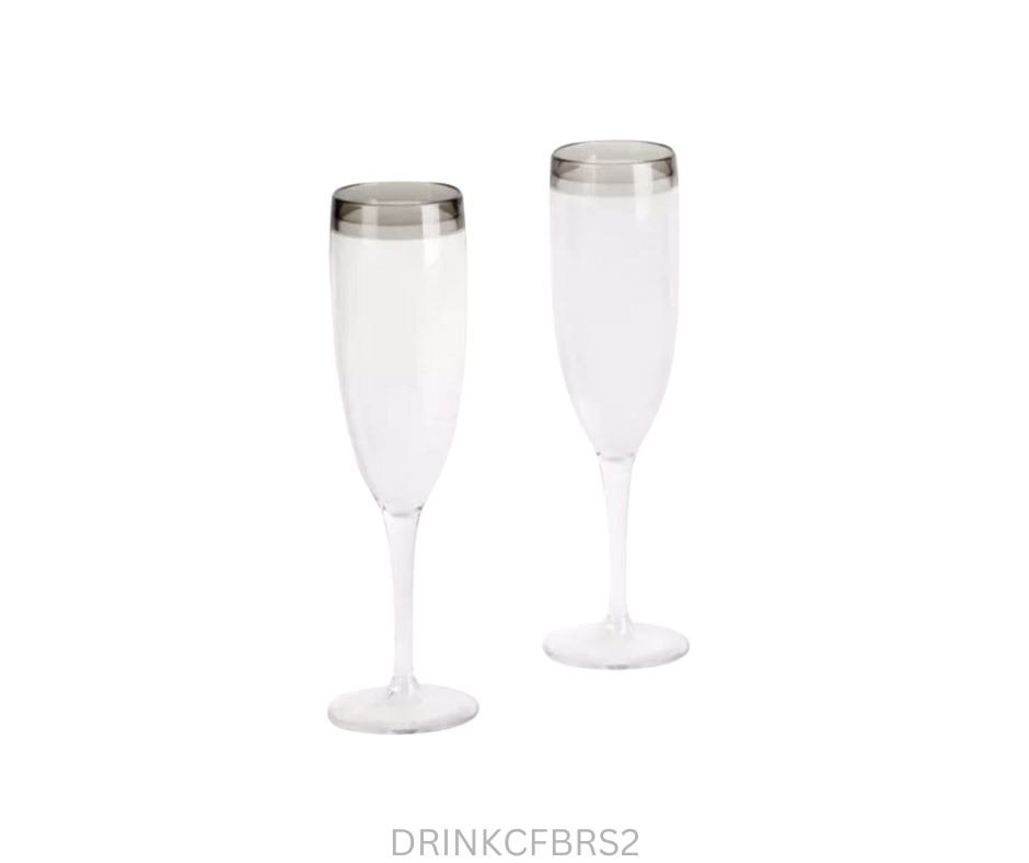 Tupperware Champagne Flutes - Black Rim - Set of 2