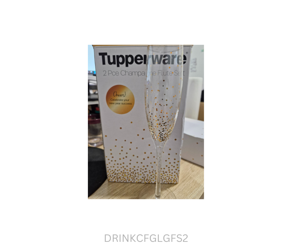 Tupperware Champagne Flutes GLASS - Gold Fleck - Set of 2