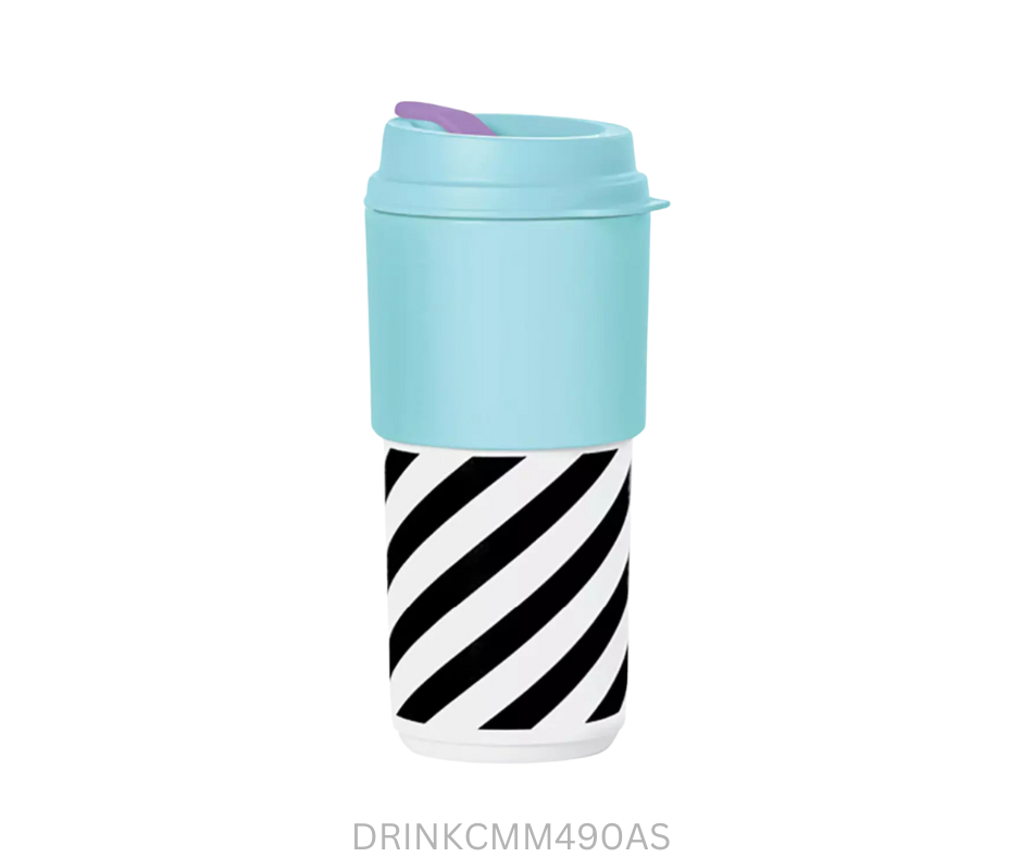 Tupperware Commuter Mug - 490ml - Aqua Stripe