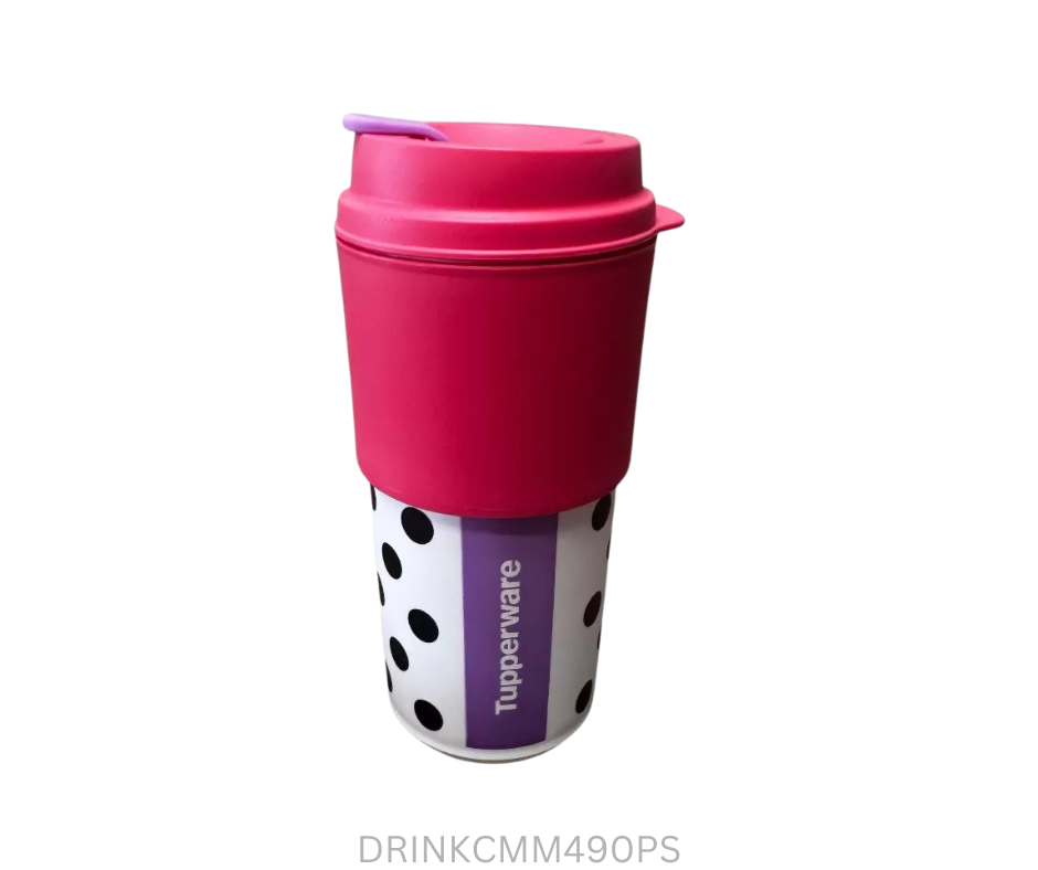 Tupperware Commuter Mug - 490ml - Pink Spots