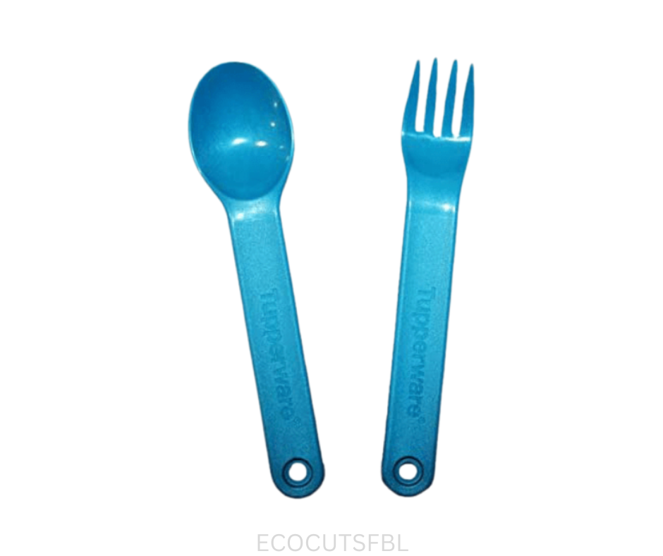 Tupperware Cutlery Set - Spoon and Fork - Blue
