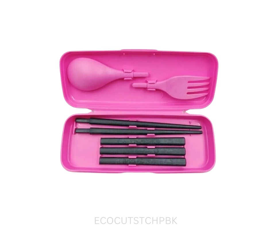 Tupperware Cutlery Set - Chopsticks Pink Black