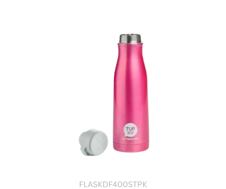 Tupperware Drink Flask - 400ml Screw Top - Pink