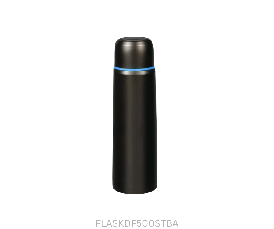 Tupperware Drink Flask - 500ml Screw Top - Black with Aqua