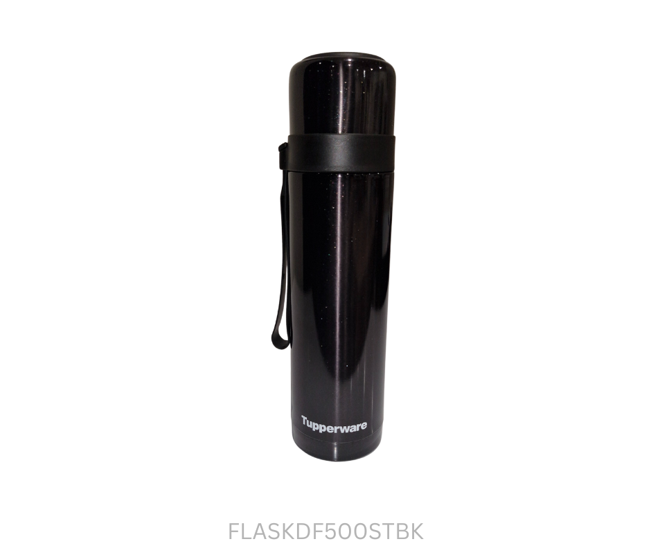 Tupperware Drink Flask - 500ml Screw Top - Black