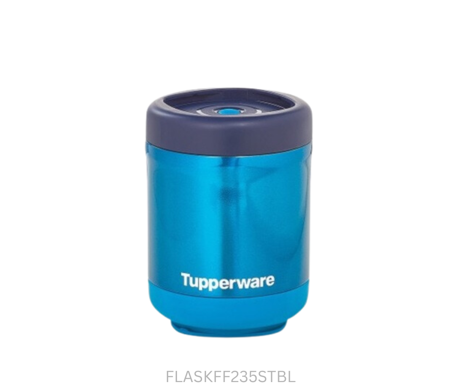Tupperware Food Flask - 235ml Screw Top - Blue