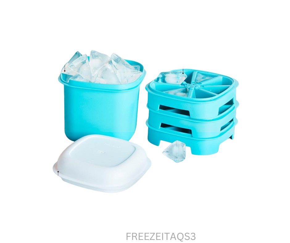 Tupperware Freezer - Ice Cube Bucket - 3 Trays - Aqua