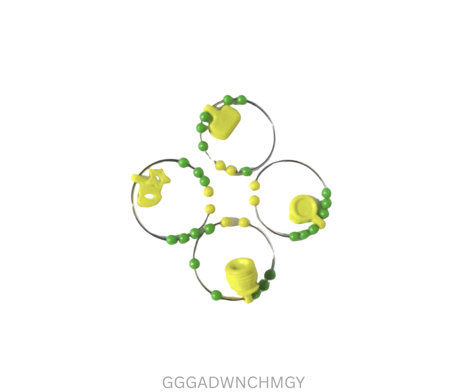 Tupperware Wine Charms - Green Yellow - Set of 4