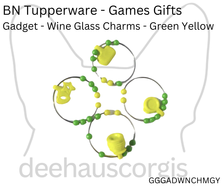 Tupperware Wine Charms - Green Yellow - Set of 4