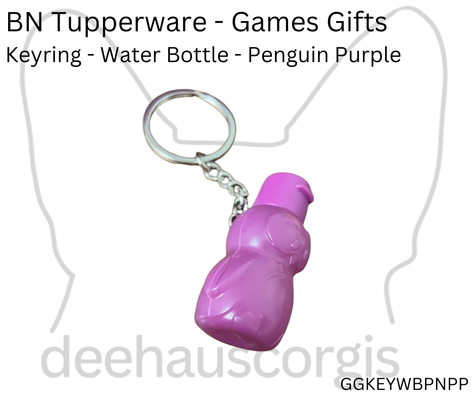 Tupperware Keyring - Water Bottle - Penguin - Purple