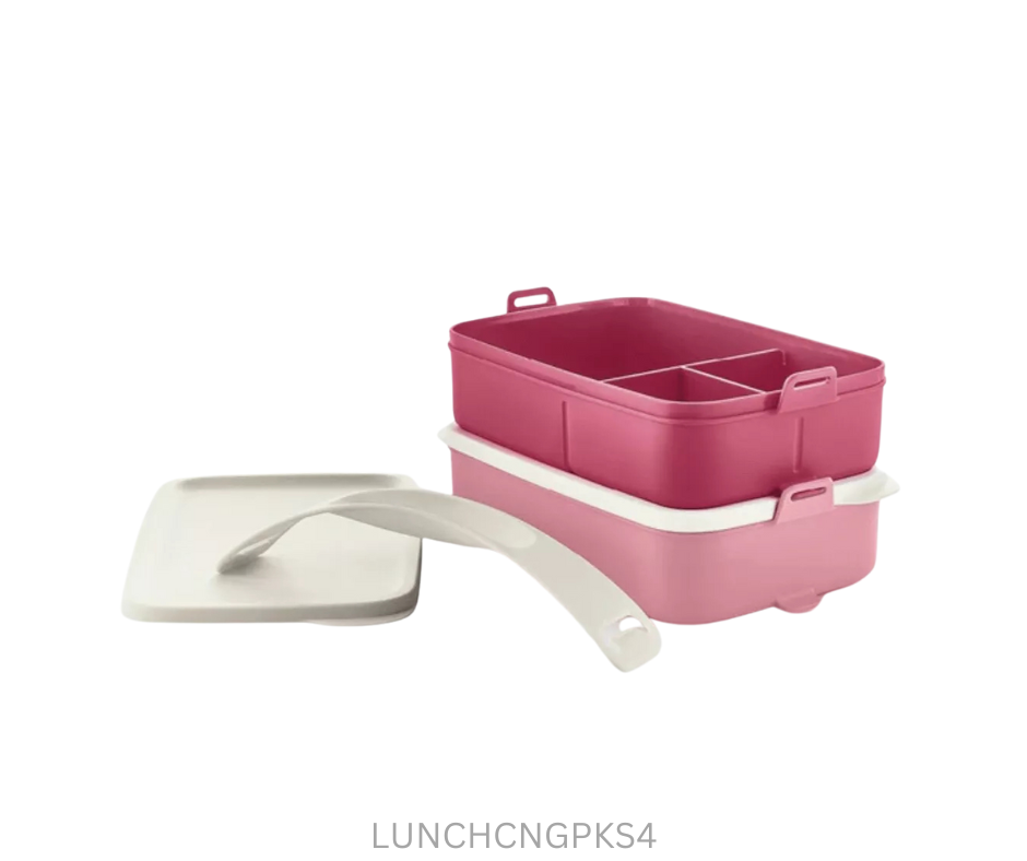 Tupperware Click n Go Lunch Set Pink - Set of 2