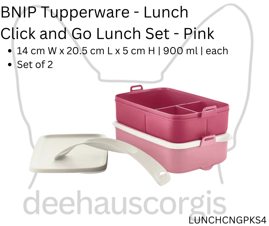 Tupperware Click n Go Lunch Set Pink - Set of 2