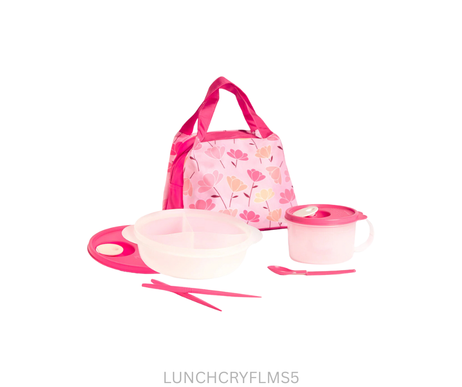 Tupperware Crystal Wave Lunch Set - Flamingo Pink