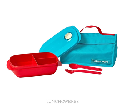 Tupperware Lunch Set Crystal Wave Blue Red - Set of 3