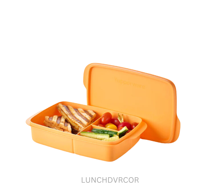 Tupperware Divided Lunch Box - Rectangle - Orange