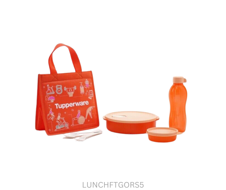 Tupperware Lunch Set Fit To Go - Orange - Set of 5