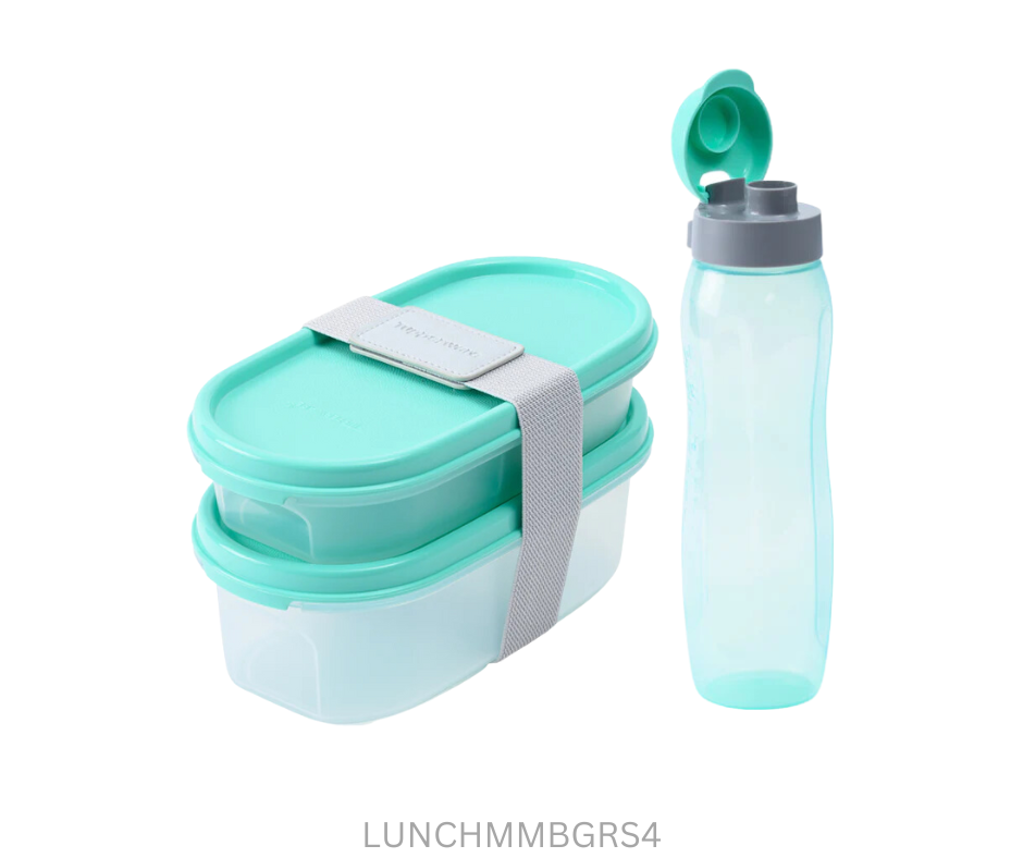 Tupperware Lunch Set MM and Bottle - Green - Set of 4