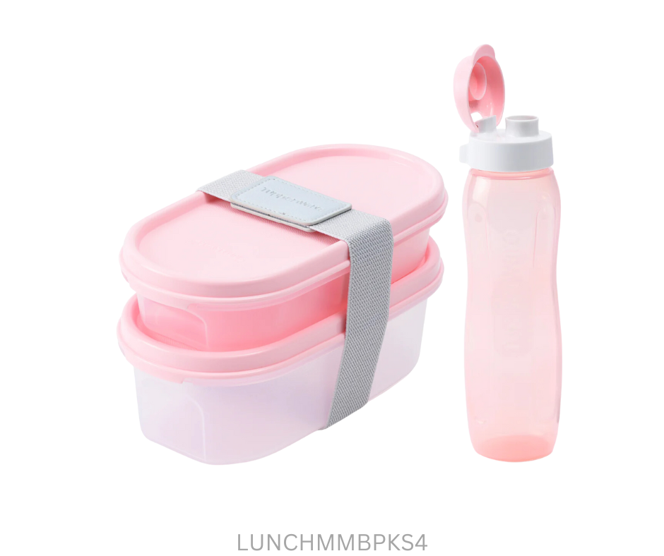 Tupperware Lunch Set MM and Bottle - Pink - Set of 4