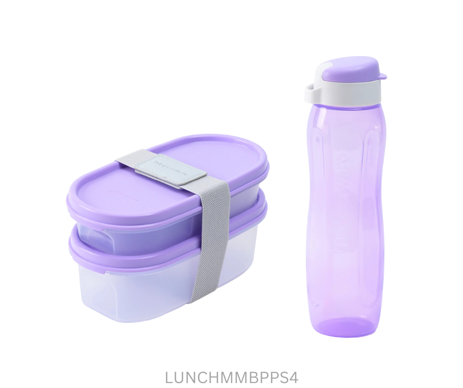 Tupperware Lunch Set MM and Bottle - Purple - Set of 4