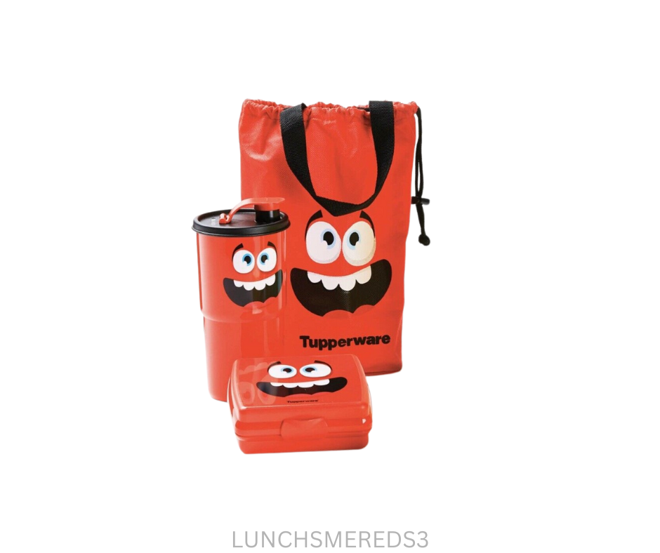 Tupperware Smiley Lunch - Red - Three Piece Set