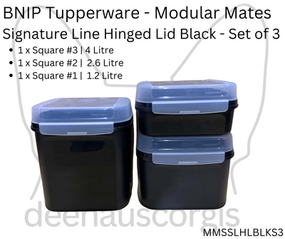 MM Set - Signature Line Hinged Lid Black - Set of 3