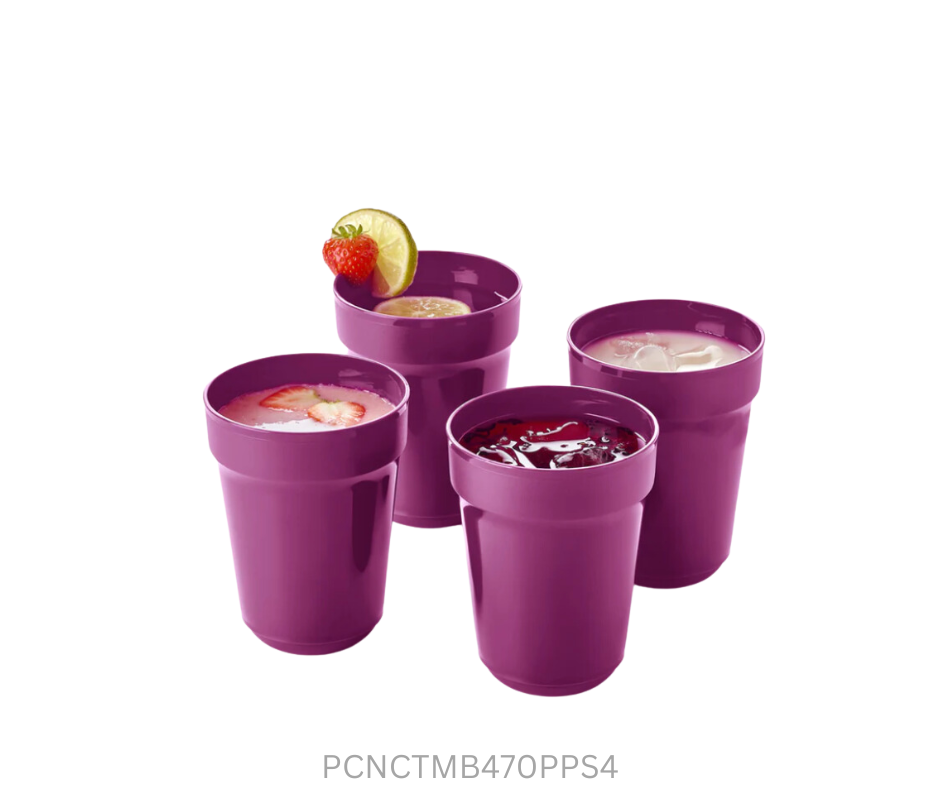 Tupperware Picnic Tumbler - 470ml Purple - Set of 4
