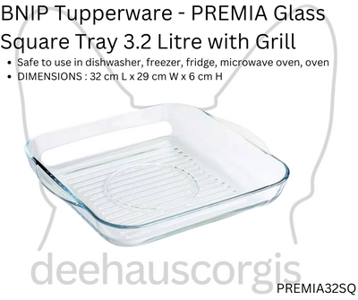 Premia Glass - 3.2 Litre - Square Tray with Grill