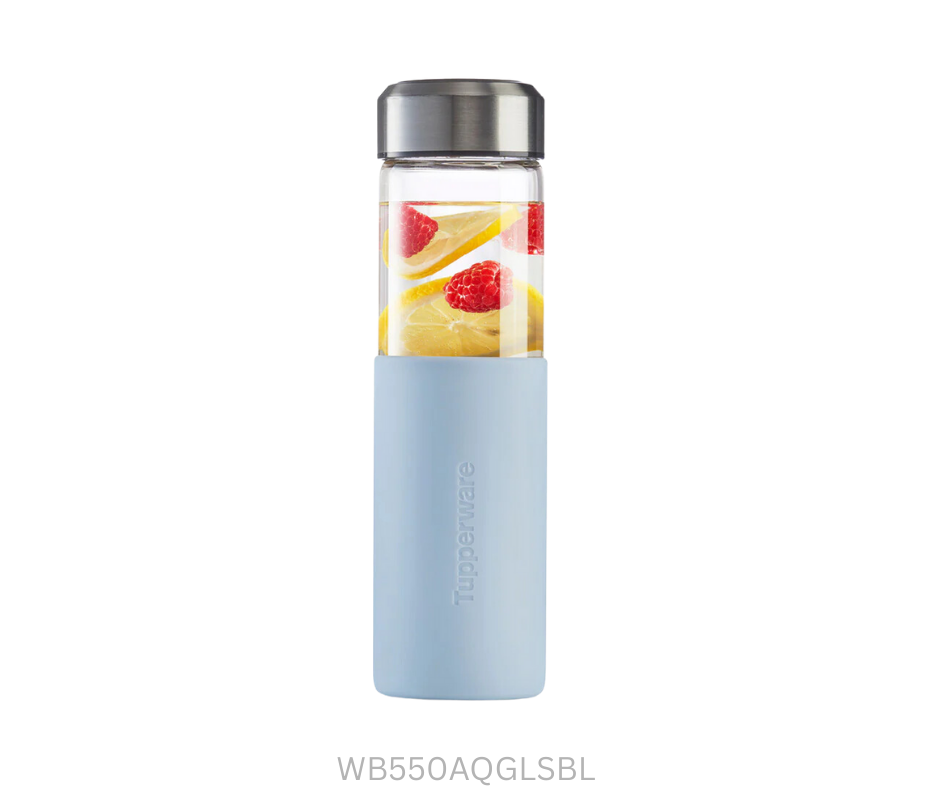 Tupperware Water Bottle - 550ml - Aquanada Glass - Blue