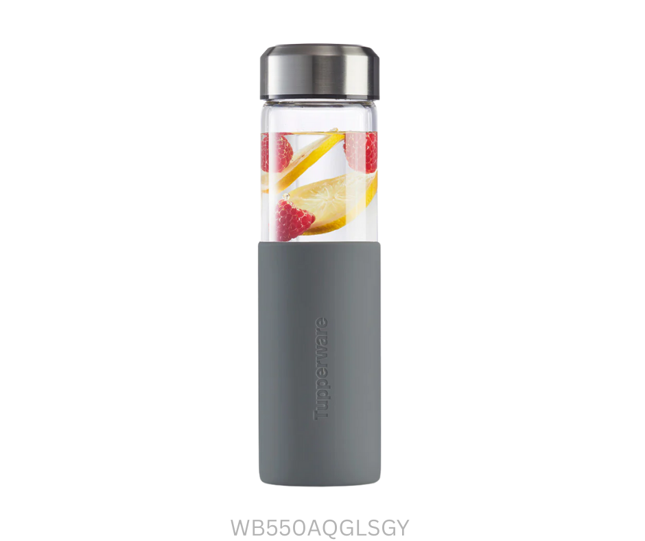 Tupperware Water Bottle - 550ml - Aquanada Glass - Grey
