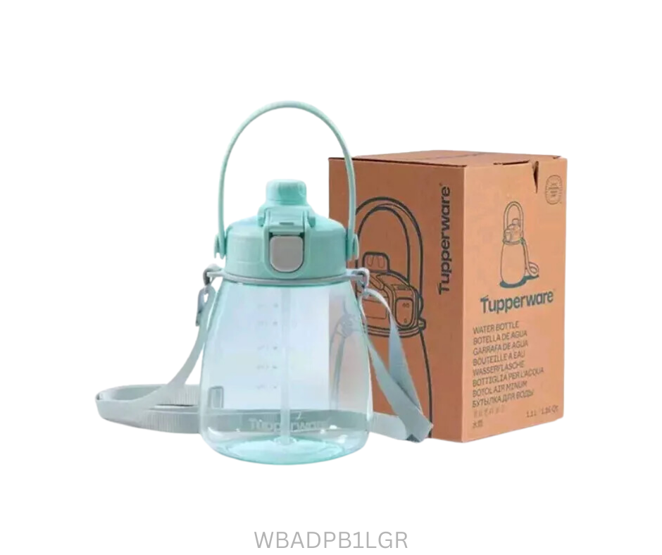 Tupperware Water Bottle Aqua Drop Potbelly - 1.1 Litre - Aqua