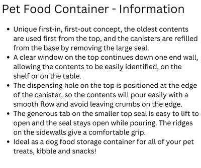 Tupperware Pet Food Container Information